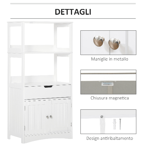 kleankin-Mobile-Bagno-con-Mensole-Armadietto-e-Cassetto-in-Legno-Bianco--60x33x122.5cm