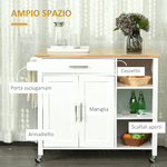 HOMCOM-Carrello-con-Ruote-Salvaspazio-Penisola-Cucina-in-Legno-Massiccio--1-Cassetto-1-Armadietto-3-Ripiani-e-4-Ruote-107.5x48x89-cm