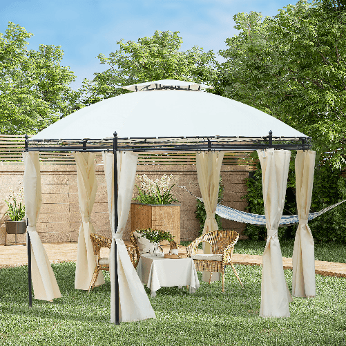 Outsunny-Gazebo-da-Giardino-Rotondo-con-Doppio-Tettuccio-Cinghie-e-Tende-Ø3.5x2.8m-Bianco