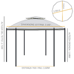 Outsunny-Gazebo-da-Giardino-Rotondo-con-Doppio-Tettuccio-Cinghie-e-Tende-Ø3.5x2.8m-Bianco