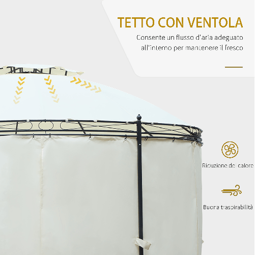 Outsunny-Gazebo-da-Giardino-Rotondo-con-Doppio-Tettuccio-Cinghie-e-Tende-Ø3.5x2.8m-Bianco