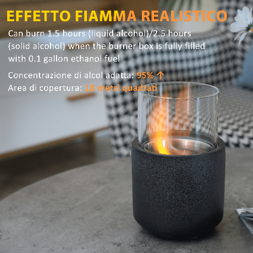HOMCOM-Camino-a-Bioetanolo-da-Tavolo-con-Serbatoio-da-0.4L-12x12x19cm-Grigio-Scuro