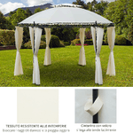 Outsunny-Gazebo-da-Giardino-Rotondo-con-Doppio-Tettuccio-Cinghie-e-Tende-Ø3.5x2.8m-Bianco