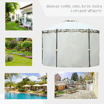 Outsunny-Gazebo-da-Giardino-Rotondo-con-Doppio-Tettuccio-Cinghie-e-Tende-Ø3.5x2.8m-Bianco