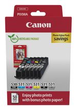 Canon-PGI-530-CLI-531-PVP-cartuccia-d-inchiostro-6-pz-Originale-Nero-Ciano-Grigio-Magenta-Nero-per-foto-Giallo--Canon-PG