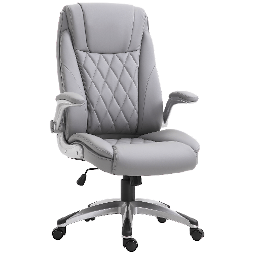 Vinsetto-Sedia-da-Ufficio-Ergonomica-con-Imbottitura-Altezza-Regolabile-e-5-Ruote-69.5x76x113-121-cm-Grigio