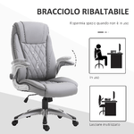 Vinsetto-Sedia-da-Ufficio-Ergonomica-con-Imbottitura-Altezza-Regolabile-e-5-Ruote-69.5x76x113-121-cm-Grigio