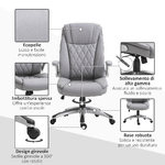 Vinsetto-Sedia-da-Ufficio-Ergonomica-con-Imbottitura-Altezza-Regolabile-e-5-Ruote-69.5x76x113-121-cm-Grigio