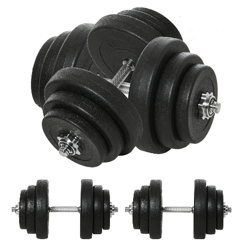 HOMCOM-Set-Manubri-Palestra-40kg--4x5kg-4x2.5kg-4x1.5kg--Pesi-Palestra-con-12-Dischi-da-1.5kg-2.5kg-5kg-Փ25mm-per-Allenamento-a-Casa