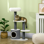 PawHut-Albero-per-Gatti-con-Lettino-Casetta-e-Tiragraffi-55.5x30.5x98-cm-Bianco