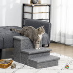 PawHut-Scala-per-Cani-e-Gatti-max-5kg-a-3-Gradini-in-Tessuto-Effetto-Lino-e-MDF-63.5x42.5x40.5-cm-Grigio