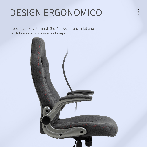 Vinsetto-Sedia-da-Ufficio-con-Funzione-Dondolio-Ergonomica-e-Girevole-Sedia-da-Scrivania-in-Tessuto-Grigio-70.5x70x113-121cm
