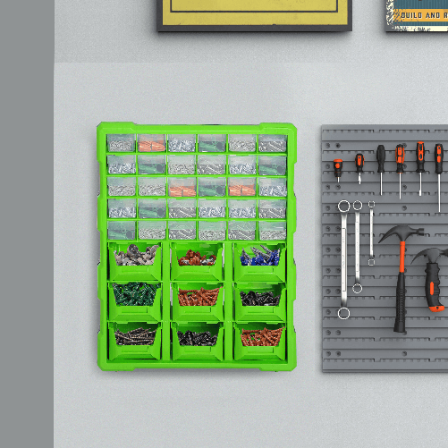 DURHAND-Cassettiera-Box-per-Accessori-Minuteria-Verde-38x16x47.5cm