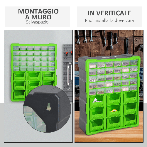 DURHAND-Cassettiera-Box-per-Accessori-Minuteria-Verde-38x16x47.5cm