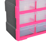 DURHAND-Cassettiera-in-Plastica-Portaminuterie-con-39-Cassetti-Trasparenti-Montaggio-a-Muro-o-a-Terra-38x16x47.5cm-Rosa