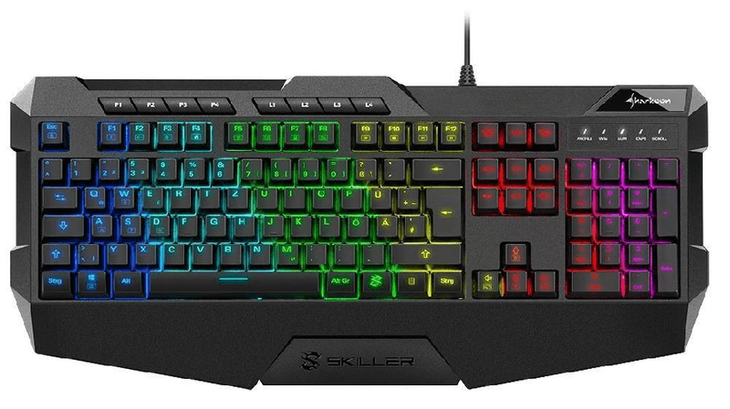 SHARKOON-SKILLER-SGK4-Tastiera-da-gioco-a-cupola-in-gomma--retroilluminazione-RGB-USB-tedesco-rollover-n-key-