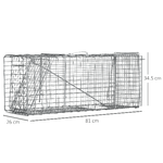 Outsunny-Gabbia-Trappola-per-Animali-Vivi-Pieghevole-in-Acciaio-81x26x34.5cm-Argento