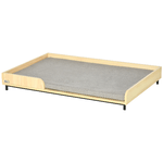 PawHut Cuccia per Cani Rialzata con Cuscino Removibile e Lavabile, Lettino per Cani Gambe in Legno e Acciaio, 110x70x15.5cm, Rovere e Grigio