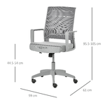 Vinsetto-Sedia-da-Ufficio-Ergonomica-Girevole-con-Altezza-Regolabile-Ruote-e-Braccioli-59x61x95.5-105cm-Grigio