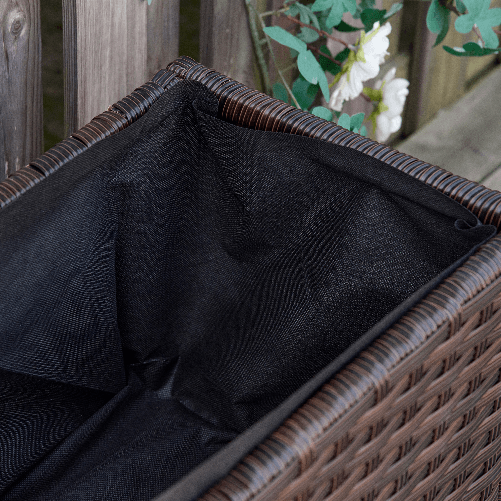 Outsunny-Fioriera-Rialzata-in-Rattan-sintetico-con-4-Ruote-Bloccabili-94.5x31x36cm-Grigio