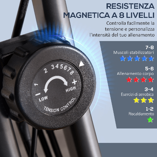 HOMCOM-Cyclette-Pieghevole-2-in-1-Resistenza-Magnetica-Regolabile-8-Livelli-Bici-da-Fitness-con-Sensore-di-Frequenza-Cardiaca-Elastici-per-Braccia-Schermo-LCD-Volano-2.5kg-Verde