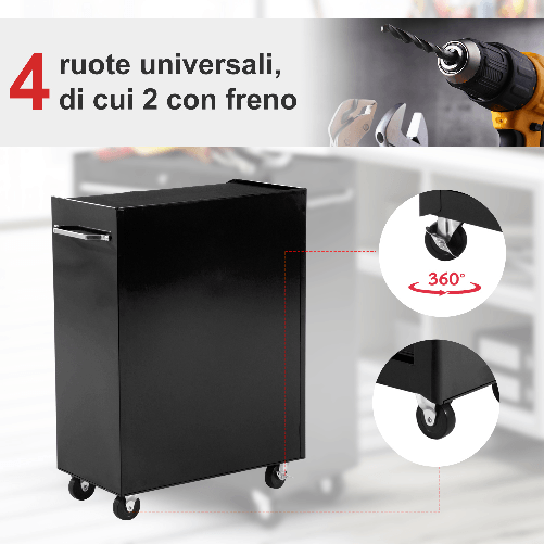 HOMCOM-Carrello-Cassettiera-Porta-Utensili-per-officina-nero-61.5x33x85cm