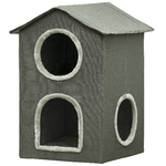 PawHut Casetta per Gatti a Due Livelli con Cuscini Lavabili 3 entrate, 42x46x59.5 cm, Grigio