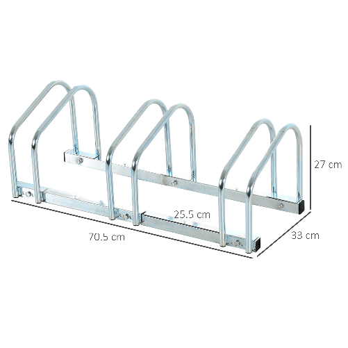 HOMCOM-–-Rastrelliera-Portabiciclette-Parcheggio-per-3-Biciclette-Tubi-d-acciaio-70.5-×-33-×-27cm-Argento