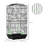 PawHut-Gabbia-per-Uccelli-in-Metallo-e-Plastica-con-Trespoli-Altalena-e-Ciotole-46.5x35.5x92-cm-Nero