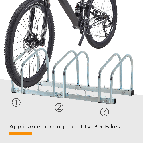 HOMCOM-–-Rastrelliera-Portabiciclette-Parcheggio-per-3-Biciclette-Tubi-d-acciaio-70.5-×-33-×-27cm-Argento