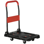 DURHAND Carrello Pieghevole da Trasporto in Acciaio e PP con Ruote, max. 150kg, 70x52.5x90cm, Nero e Rosso