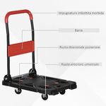 DURHAND-Carrello-Pieghevole-da-Trasporto-in-Acciaio-e-PP-con-Ruote-max.-150kg-70x52.5x90cm-Nero-e-Rosso