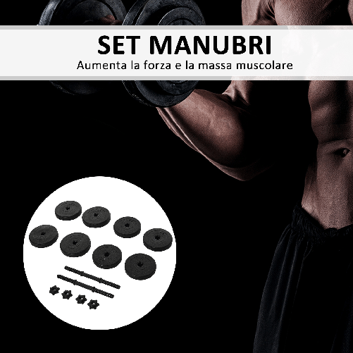 HOMCOM-Set-Manubri-Palestra-20kg--4x2.5kg-4x2kg--Pesi-Palestra-con-8-Dischi-da-2kg-2.5kg-Փ25mm-per-Allenamento-a-Casa