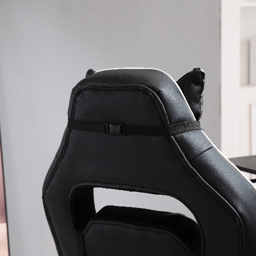 Vinsetto-Sedia-Ufficio-Gaming-Economica-Poltrona-Reclinabile-Con-Poggiapiedi-Regolabile-In-Altezza-Rotelle-Tessuto-65-×-64-×-114-123.5cm-Bianco