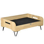 PawHut Cuccia per Cani Rialzata con Cuscino Removibile e Lavabile, 2 Maniglie, in MDF e Acciaio, 82x56x31.5cm, Nero