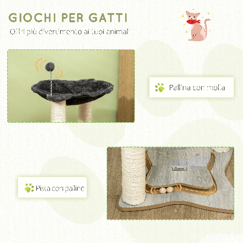 PawHut-Tiragraffi-per-Gatti-con-Amaca-in-Peluche-Base-in-Legno-con-Gioco-e-Pali-in-Sisal-53.55x53.5x66cm-Grigio