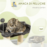 PawHut-Tiragraffi-per-Gatti-con-Amaca-in-Peluche-Base-in-Legno-con-Gioco-e-Pali-in-Sisal-53.55x53.5x66cm-Grigio