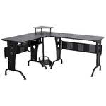 HOMCOM Scrivania Gaming per Casa o Ufficio, Angolare e Salvaspazio con Ripiano Tastiera Estraibile, 165x145x86.5cm, Nera