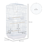 PawHut-Gabbia-per-Uccelli-con-Trespoli-Altalena-e-Ciotole-Voliera-in-Metallo-e-Plastica-46.5x35.5x92cm-Bianco