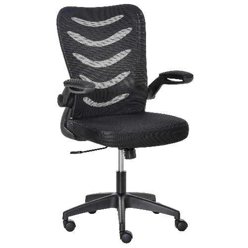 Vinsetto-Sedia-da-Ufficio-Ergonomica-Poltrona-Girevole-Altezza-Regolabile-e-Braccioli-Sollevabili-58.5x58x94.5-103.5cm-Nero