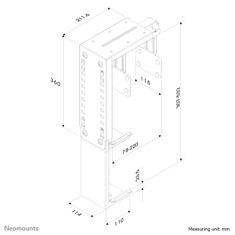 UNIVERSELLER-PC-HALTER-30KG-CPU-D100SILVER-NEOMOUNTS