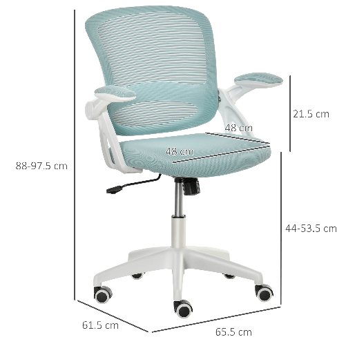 Vinsetto-Sedia-da-Ufficio-Ergonomica-con-Schienale-a-Rete-e-Seduta-Imbottita-Altezza-Regolabile-65.5x61.5x88-97.5cm-Azzurro