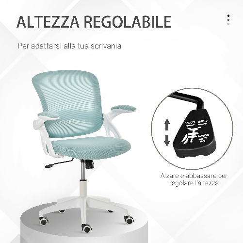 Vinsetto-Sedia-da-Ufficio-Ergonomica-con-Schienale-a-Rete-e-Seduta-Imbottita-Altezza-Regolabile-65.5x61.5x88-97.5cm-Azzurro