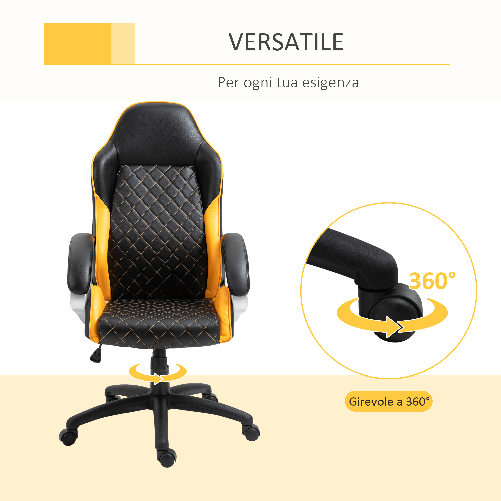 Vinsetto-Sedia-da-Ufficio-Ergonomica-con-Altezza-Regolabile-Dondolamento-e-Ruote-Girevoli-Arancione-64.5x72x121-131cm