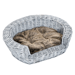 PawHut Cuccia per Gatti Cani Animali Domestici con Cuscino Morbido per Interno Rattan 57 × 46 × 17.5cm