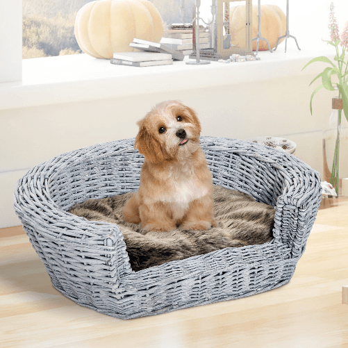 PawHut-Cuccia-per-Gatti-Cani-Animali-Domestici-con-Cuscino-Morbido-per-Interno-Rattan-57-×-46-×-17.5cm