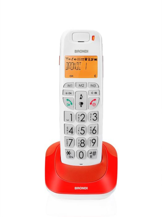 Brondi-Bravo-Bright-Telefono-DECT-Identificatore-di-chiamata-Rosso