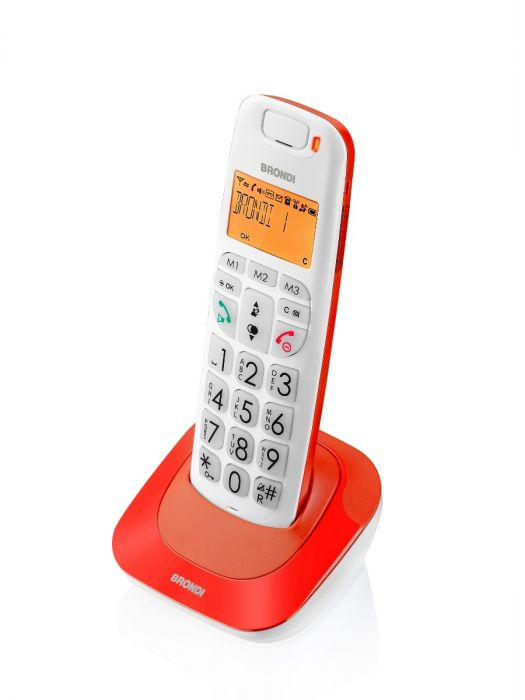 Brondi-Bravo-Bright-Telefono-DECT-Identificatore-di-chiamata-Rosso