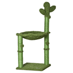 PawHut Albero Tiragraffi per Gatti fino 4.5kg a Forma di Cactus con Palline e Amaca, 40x40x96cm - Verde