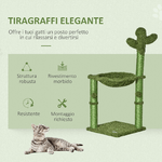 PawHut-Albero-Tiragraffi-per-Gatti-fino-4.5kg-a-Forma-di-Cactus-con-Palline-e-Amaca-40x40x96cm---Verde